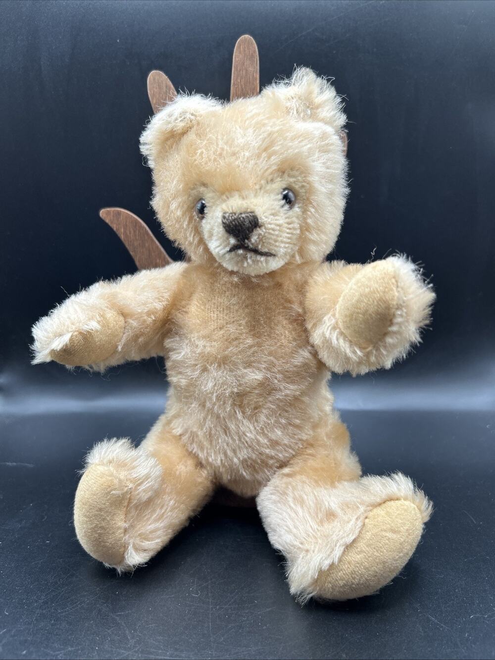 Antique Steiff Mohair Teddy Bear 9” With Ear Button Fully Jointed Firm Stuffing